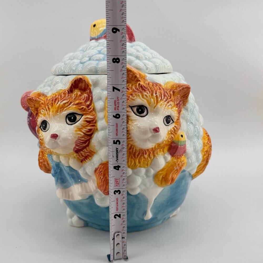 Vintage ANCO Kitten Cat Ceramic Cookie Jar & Lid Bubble Bath With Fish 1970's - Picture 12 of 13
